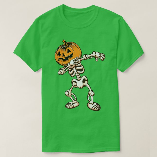 T-shirt Halloween garçons Dabbing Skeleton Citrouille effr (Design devant)