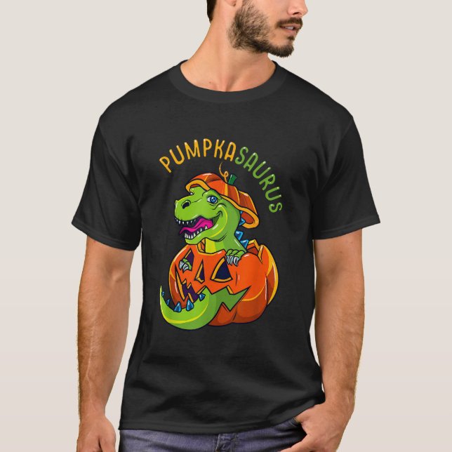 T-shirt Halloween garçons Hommes Pumpkasaurus Dinosaur Cit (Devant)