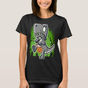 T-shirt Halloween Garys Enfants Dinsosaur Rex Citrouille