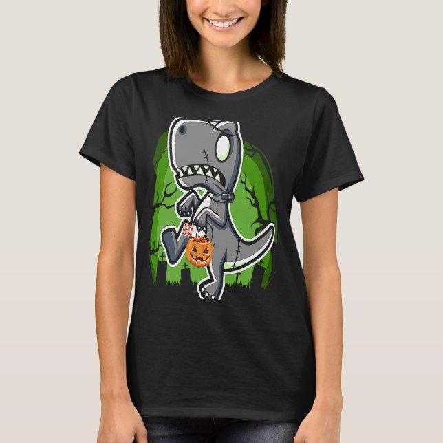 T-shirt Halloween Garys Enfants Dinsosaur Rex Citrouille (Devant)