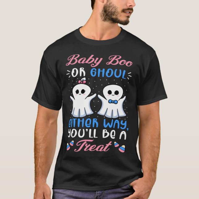 T-shirt Halloween Genre Révéler Baby Boo Ou Ghoul Baby Sho (Devant)