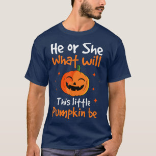 T-shirt Halloween Genre Révéler Citrouille Il Ou Elle Douc