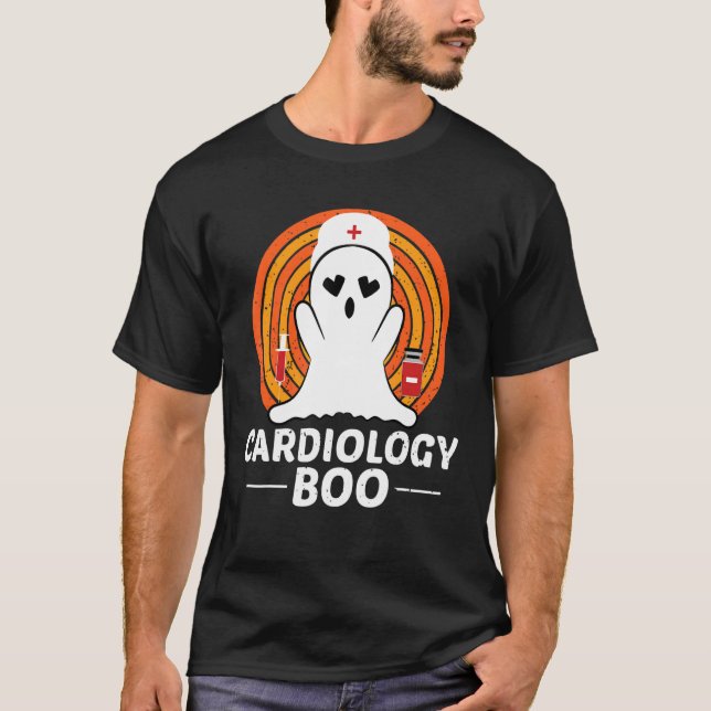T-shirt Halloween Ghost Cardiology Boo Nurse Ghost Figurin (Devant)