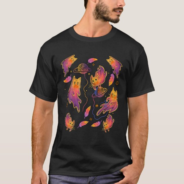 T-shirt Halloween Ghost Cats cool Style d'automne éffrayan (Devant)