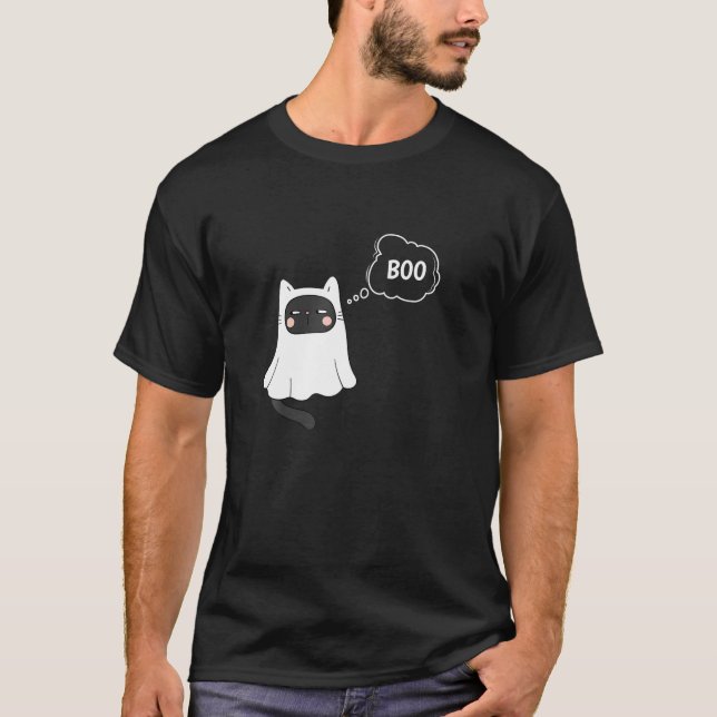T-shirt Halloween Ghost Chat Shirt Funny Boo Dernière Minu (Devant)