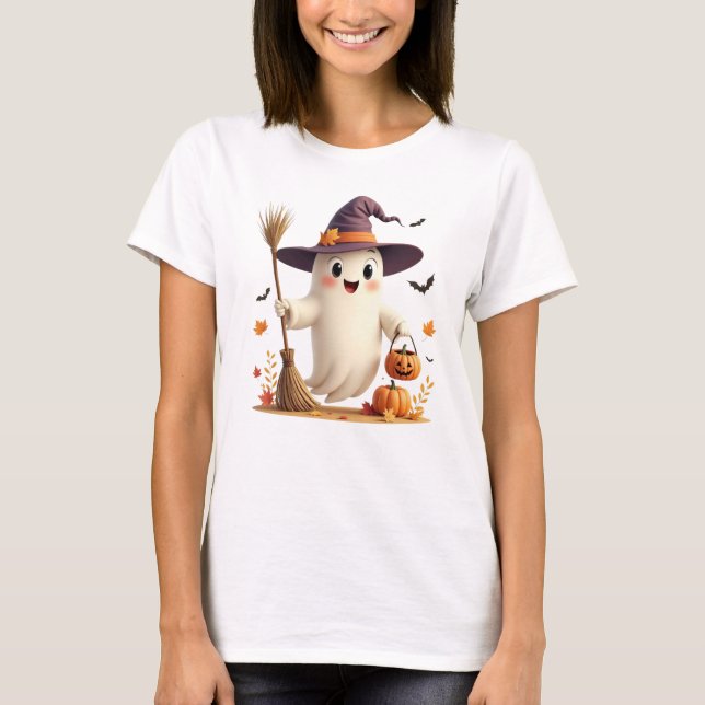 T-shirt Halloween Ghost Cute Witchy (Devant)