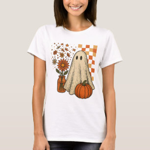 T-shirt Halloween Ghost flower|pumpkin patch girly png|fal