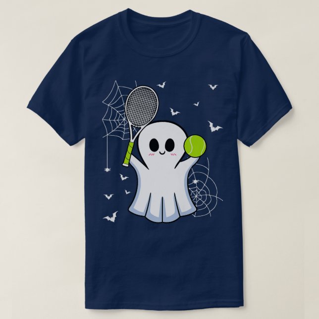 T-shirt Halloween Ghost Jouer Tennis Racket Ball Jeu Sp (Design devant)