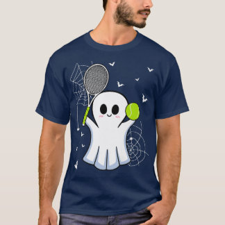 T-shirt Halloween Ghost Jouer Tennis Racket Ball Jeu Sp