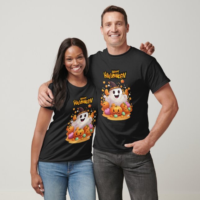T-shirt Halloween : Ghosts mignons et famille Citrouille (Unisexe)