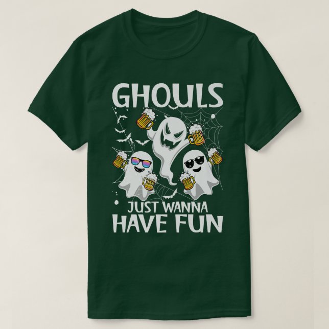 T-shirt Halloween Ghouls Just Wanna Have Fun Ghosts Lazy C (Design devant)