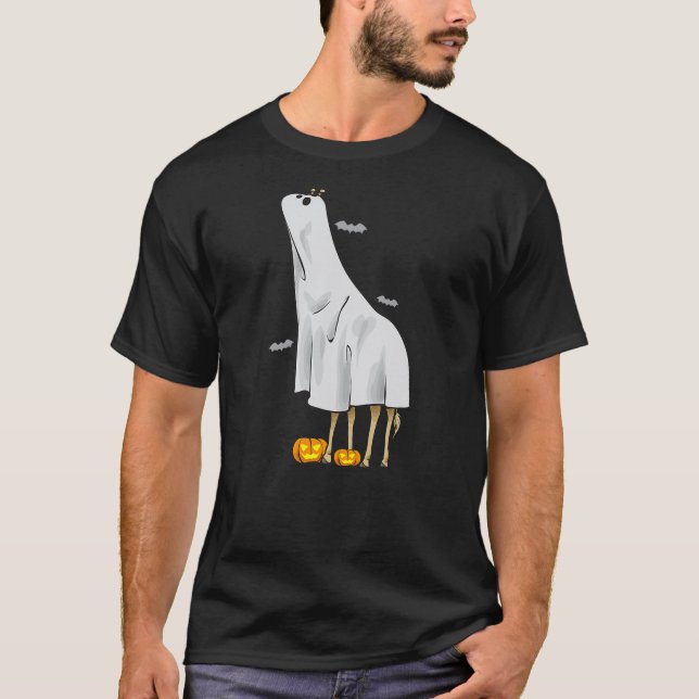 T-shirt Halloween Giraffe Ghost Pumpkin Giraffe Halloween (Devant)