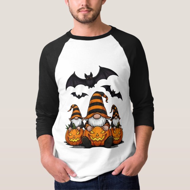 T-Shirt Halloween Gnome à manches raglan 3/4 (Devant)