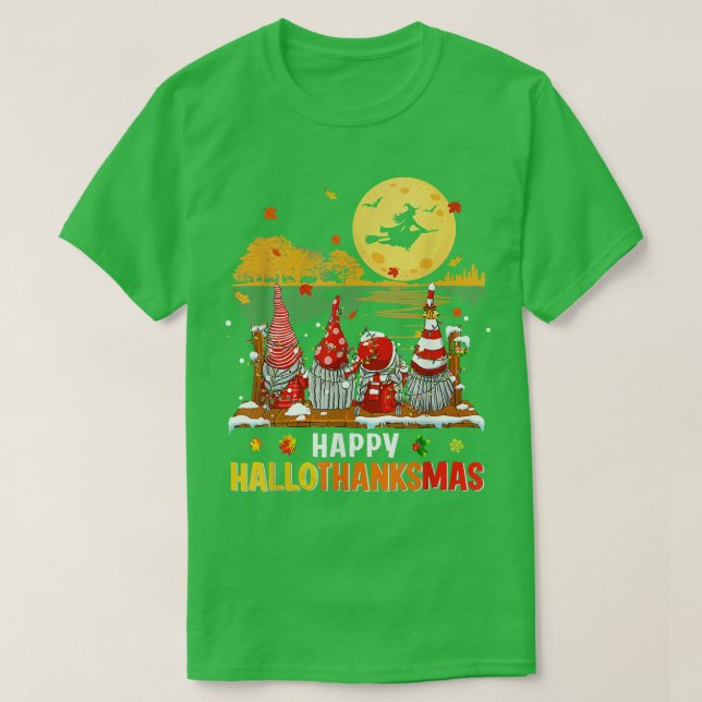 T-shirt Halloween Gnomes Happy BonjourThanksMas Thanksgivi (Design devant)