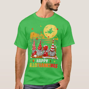 T-shirt Halloween Gnomes Happy BonjourThanksMas Thanksgivi
