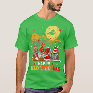 T-shirt Halloween Gnomes Happy BonjourThanksMas Thanksgivi
