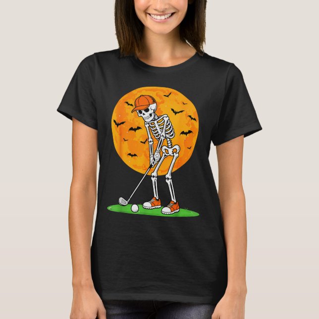 T-shirt Halloween Golf Skeleton Soky Golfer Halloween Golf (Devant)