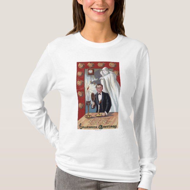 T-shirt Halloween GreetingMan et fantôme (Devant)