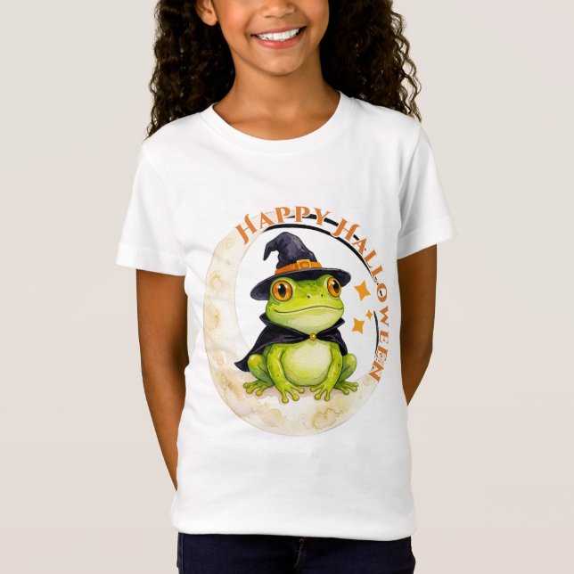 T-Shirt Halloween Grenouille Crapaud Sorcière Mignonne (Devant)
