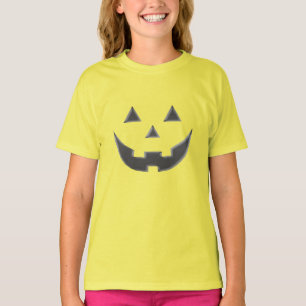 T-shirt Halloween gris jaune Jack-o'-lantern citrouille en