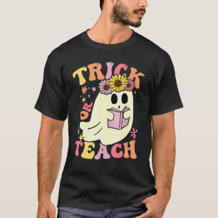 T-shirt Halloween Groovy Trick or Teach Rétro Fantôme Flor