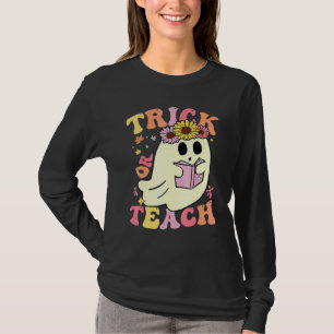T-shirt Halloween Groovy Trick or Teach Rétro Fantôme Flor