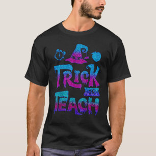 T-shirt Halloween Groovy Trick or Teach Rétro Fleur Ghost