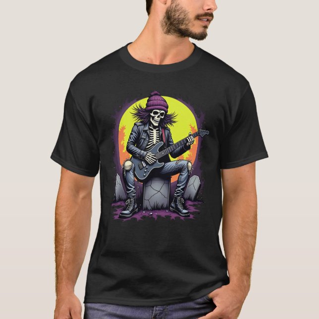 T-shirt Halloween Grunge Skeleton (Devant)