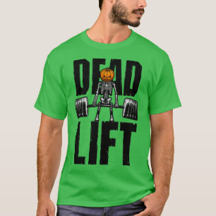 T-shirt Halloween Gym Deadlift Squelette Citrouille Goth F