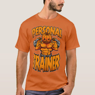 T-shirt Halloween Gym Personal Trainer Citrouille Kettlebe