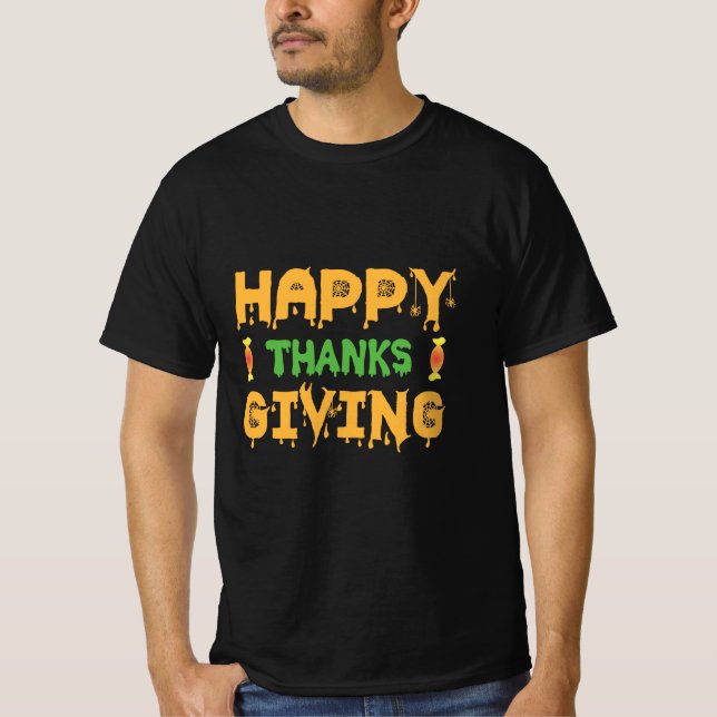 T-shirt Halloween Happy Thanksgiving Birthday (Devant)
