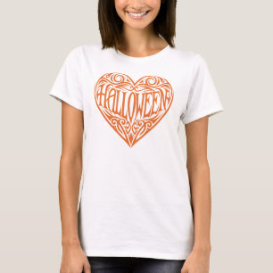 T-shirt Halloween Heart, Cœur Orange, Vacances