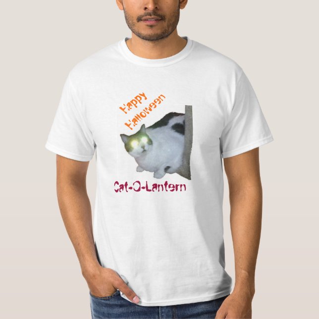 T-shirt Halloween heureux de Chat-O-Lanterne (Devant)