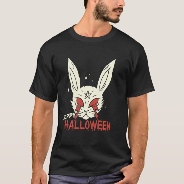 T-shirt Halloween Hoppy Happyhalloween Éffrayant Evil Bunn (Devant)