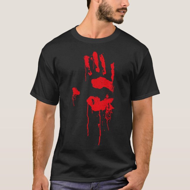T-shirt Halloween Horreur Zombie Costume Top Bloody Handpr (Devant)