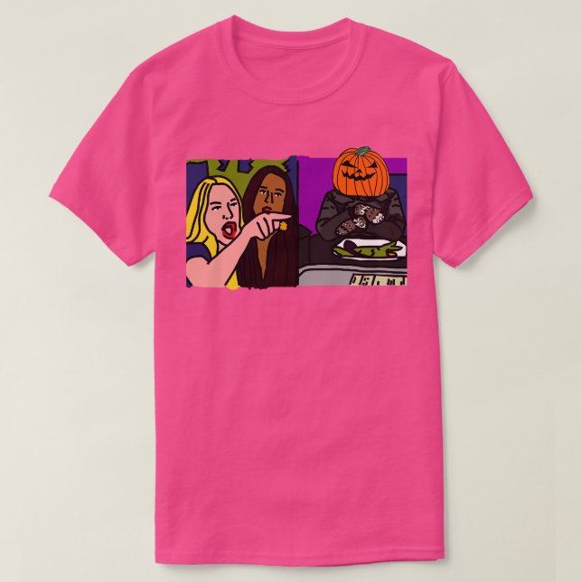 T-shirt Halloween Horror Woman hurle sur les mèmes de chat (Design devant)