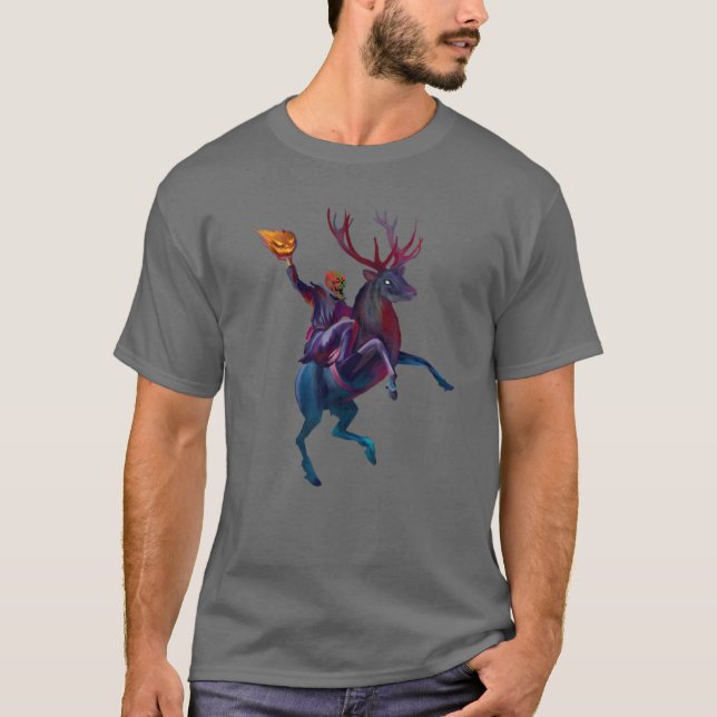 T-shirt Halloween Horseman Horreur Reindeer Pumpki (Devant)