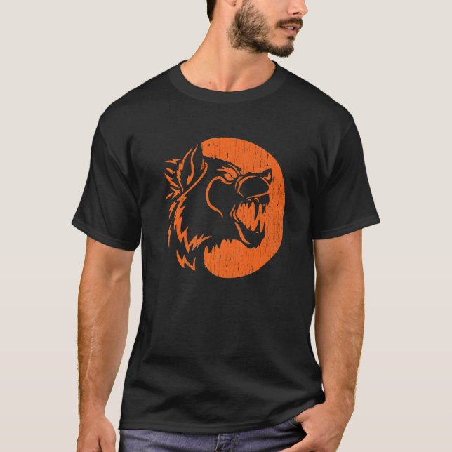 T-shirt Halloween Howling Werewolf Fangs Citrouille Jack O (Devant)
