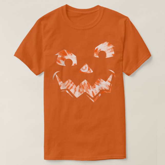 T-shirt Halloween Jack-o'-lantern Citrouille Face Tie Dye  (Design devant)