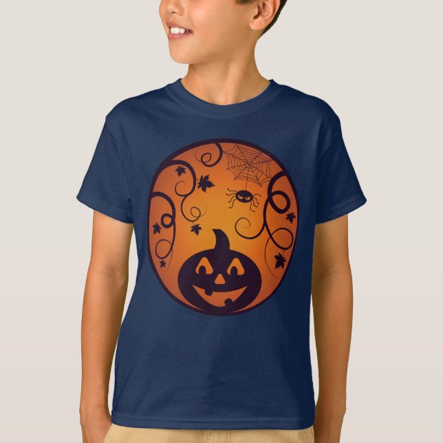 T-shirt Halloween Jack-o'-lantern citrouille visage et ara (Devant)