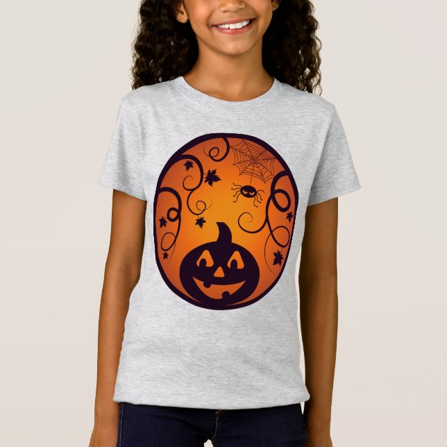 T-Shirt Halloween Jack-o'-lantern citrouille visage et ara (Devant)