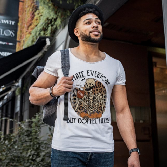 T-SHIRT HALLOWEEN JE HAINE TOUT LE MONDE MAIS LE CAFÉ AIDE (Créateur téléchargé)
