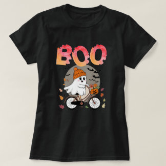 T-shirt Halloween joli joyeux fantôme sur un vélo