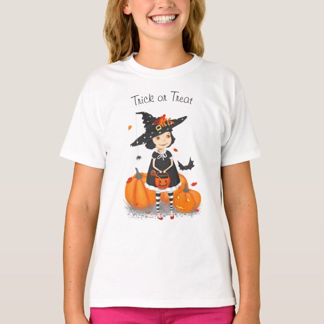 T-shirt Halloween jolie petite sorcière (Devant)