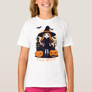 T-shirt Halloween jolie sorcière Citrouille chauves-souris