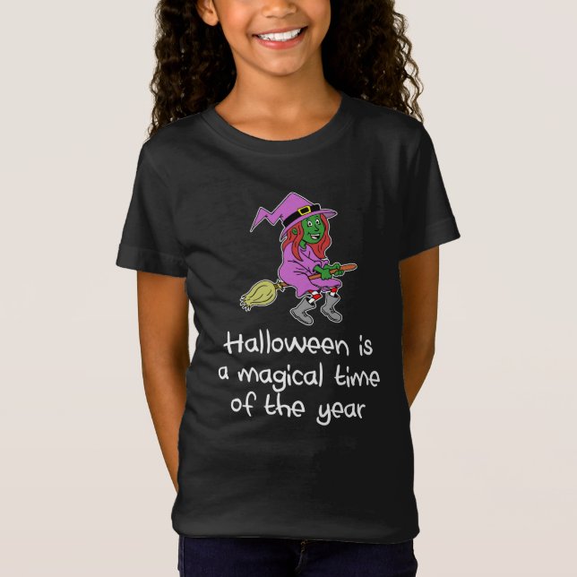 T-Shirt Halloween jolie sorcière de dessin (Devant)