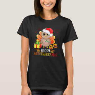 T-shirt Halloween Joyeux Hallothanksmas Hibou Noël Merci