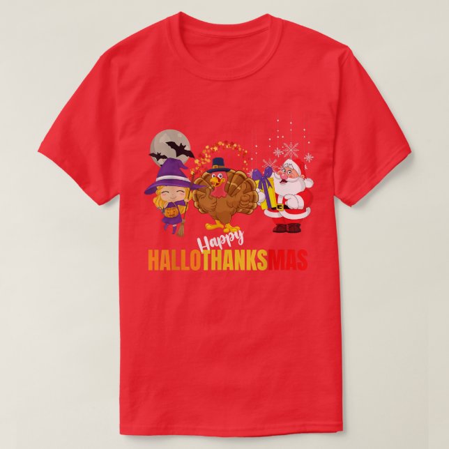 T-shirt Halloween Joyeux Noël Joyeux Hall (Design devant)