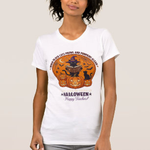 T-shirt Halloween Joyeux Professeur Chat Noir Sorcière Cha