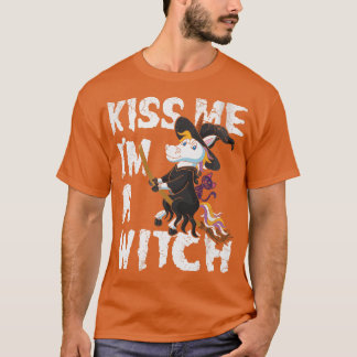 T-shirt Halloween Kiss Me Je Suis Une Sorcière Unicorn Mig